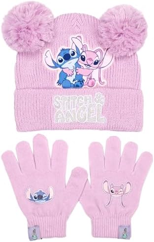 Disney Lilo & Stitch Winter Hat & Gloves Set for Girls – Warm & Cosy Beanie Hat & Gloves – Perfect for Kids Ages 6-12