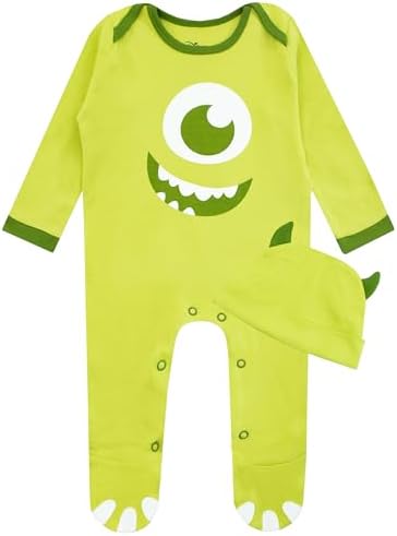 Disney Monsters Inc Baby Newborn Sleepsuit With Hat Mike Wazowski Costume Monsters Inc Baby Grow Costume Ages 0 to 18 Months