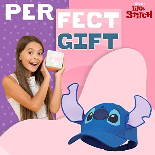 Disney Stitch Baseball Cap Girls Summer Holiday Essentials One Size Adjustable Strap Childrens Sun Hat Lightweight Breathable 3D Cap For Girls Stitch Gifts For Girls (Blue)