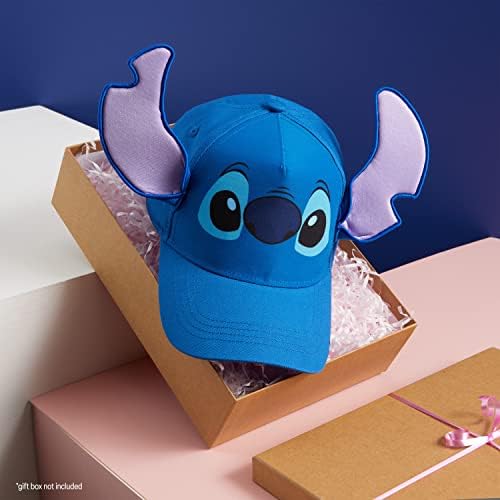 Disney Stitch Baseball Cap Girls Summer Holiday Essentials One Size Adjustable Strap Childrens Sun Hat Lightweight Breathable 3D Cap For Girls Stitch Gifts For Girls (Blue)