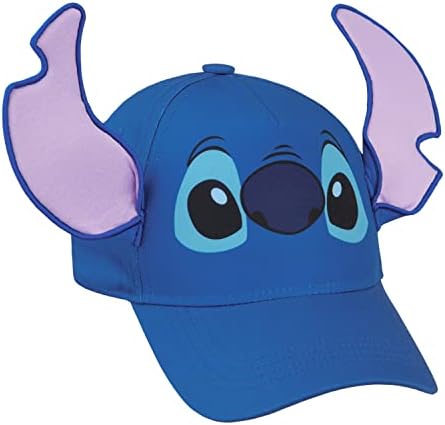 Disney Stitch Baseball Cap Girls Summer Holiday Essentials One Size Adjustable Strap Childrens Sun Hat Lightweight Breathable 3D Cap for Girls Stitch Gifts for Girls (Blue)