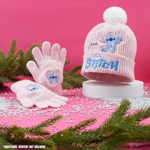 Disney Stitch Girls Beanie Hat And Gloves Kids Teenagers 2 Pcs Winter Accessories Set For School Or Travel Stitch Gifts