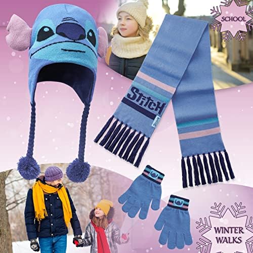 Disney Stitch Girls Beanie Scarf Teenagers Kids Gloves Winter Accessories School Travel Stitch Gifts Choose From Sets