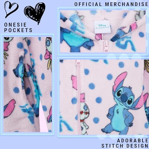 Disney Stitch Girls Fleece Onesie With Hood Cosy Loungewear Pyjamas Sleepsuit For Kids Teenagers Stitch Gifts For Kids