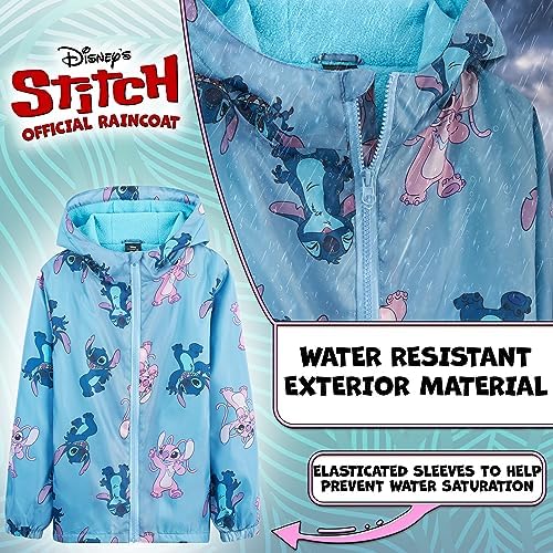 Disney Stitch Girls Raincoat - Waterproof Hooded Jacket For Kids 4-14 Years Fleece Lined - Stitch Gifts For Girls Teens