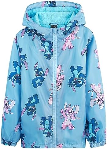 Disney Stitch Girls Raincoat - Waterproof Hooded Jacket for Kids 4-14 Years Fleece Lined - Stitch Gifts for Girls Teens