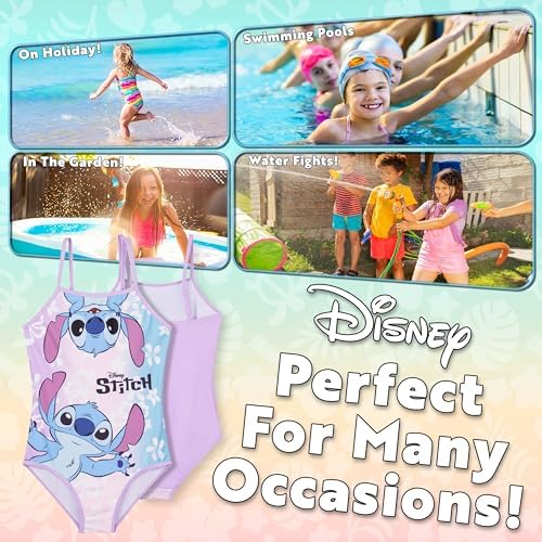 Disney Stitch Girls Swimming Costume Stretchy Swimsuit For Beach Pool