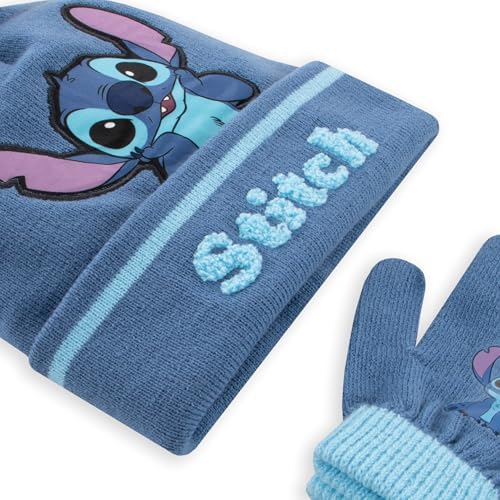 Disney Stitch Hat And Gloves Lilo And Stitch Winter Hat And Gloves Set Girls Winter Set One Size Blue