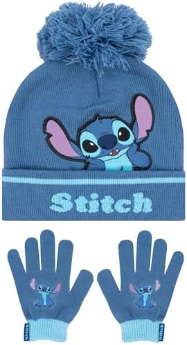 Disney Stitch Hat And Gloves Lilo And Stitch Winter Hat And Gloves Set Girls Winter Set One Size Blue