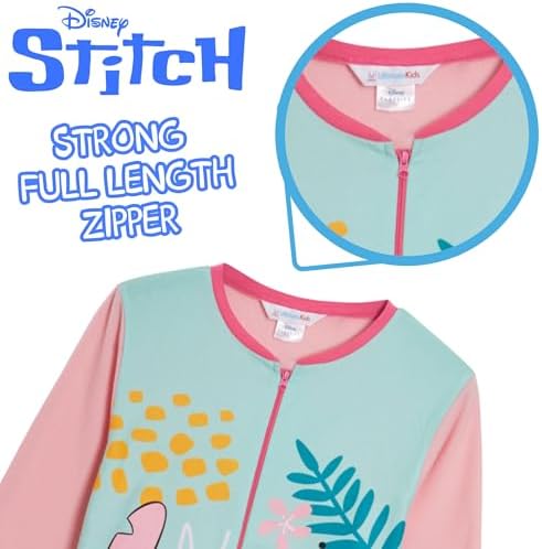 Disney Stitch Onesie For Girls Fleece Pyjamas All In One Kids Pjs Zipped Loungewear Nightwear