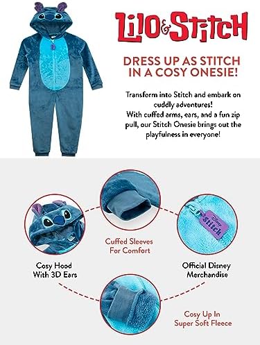 Disney Stitch Onesie For Girls Girls Onesies Stitch PJs Ages 5 To 13 Years