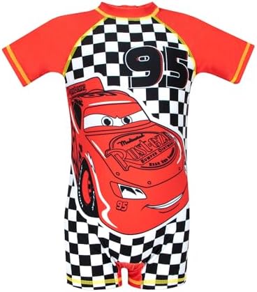 Disney Swimming Costume for Boys Lightning McQueen Cars One Piece Boys Swimsuit Ages 18 Months to 8 Years