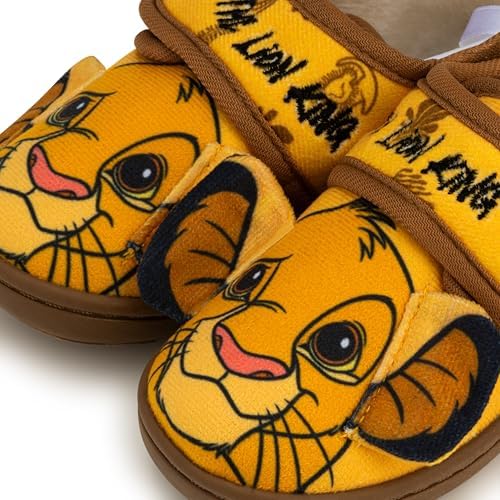 Disney The Lion King Simba Slippers With 3D Ears Boys & Girls Soft Plush Indoor House Slippers Non-Slip Rubber Sole Available In UK Shoe Sizes 6-12