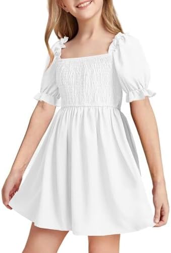 DivingBirds Tween Girls' Dresses Elegant Ruffle Sleeve Kids Dress for Girls Teenagers Ladies Summer Dresses Size 7-14 Years