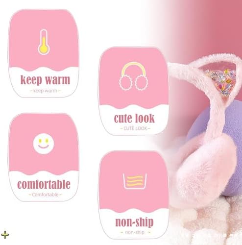 DKDDSSS 1PCS Ear Muffs Winter Kids Earmuffs Warm Ear Cover For Girls Children Ear Muffs Cat Ear Warmers Winter Warm Faux Furry Cute Ear Covers For Keep Ears Warm In Cold Weather Pink