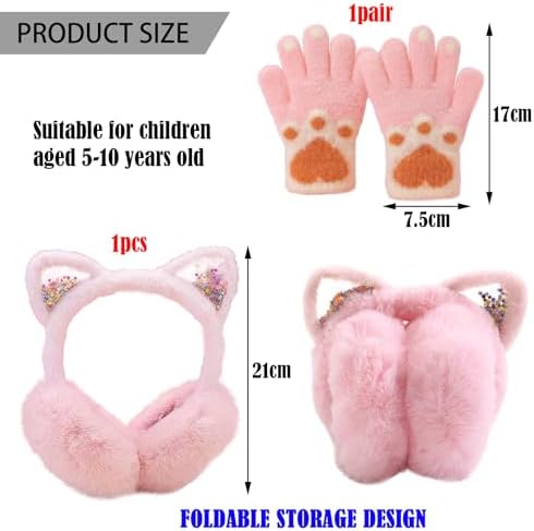 DKDDSSS 1PCS Ear Muffs Winter Kids Earmuffs Warm Ear Cover For Girls Children Ear Muffs Cat Ear Warmers Winter Warm Faux Furry Cute Ear Covers For Keep Ears Warm In Cold Weather Pink