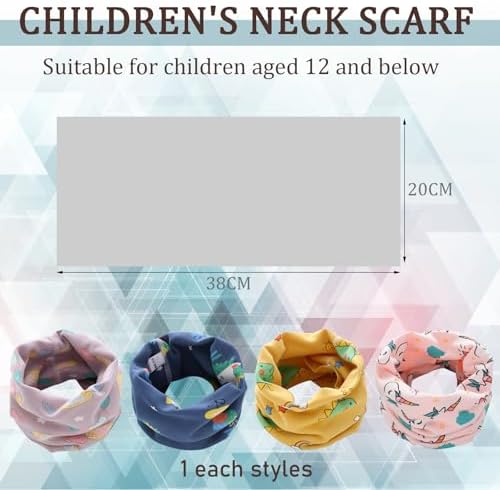 DKDDSSS 4 Pcs Kids Neck Warmer – Loop Neckerchief Snood Scarf