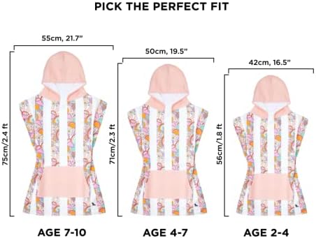 Dock & Bay Poncho With Hood - For Kids - Super Absorbent Quick Dry - Includes Bag - Kids - Pink Power Extra Small (Age 2-4)