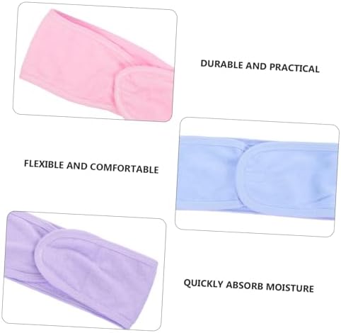DOITOOL 3pcs Makeup Headbands For Washing Face Sports Hair Bands Absorbent Microfiber Soft And Stretchy Suitable For Yoga And Beauty Routines Assorted Colors (purple Pink Blue)