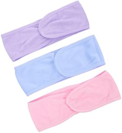 DOITOOL 3pcs Makeup Headbands for Washing Face Sports Hair Bands Absorbent Microfiber Soft and Stretchy Suitable for Yoga and Beauty Routines Assorted Colors (purple Pink Blue)