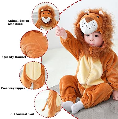 Doladola Unisex Baby Spring Autumn Animal Romper Baby Boys Girls Flannel One Piece Pyjamas