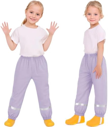 Domueay Kids Waterproof Trousers Boys Girls Breathable Lightweight Rain Pants With Reflective Strip Mud Dirty Proof Trousers Outdoor Windproof Overtrousers Unisex Rainwear For Children Age 1-10 Years