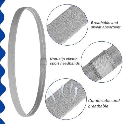 DOOCECIY 10 Pcs Boys Sports Headband Non Slip Elastic Hair Band With Silicone Grip For Kids