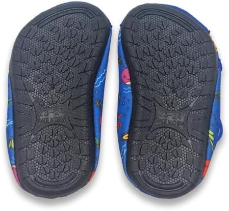 Dotty Fish Baby & Kids Swim Shoes – Boys & Girls UK 3-11 Non-Slip Water Shoes Quick-Dry Aqua Socks Lightweight & Flexible Rubber Sole Adjustable Fastening – 3 Designs For Beach Pool Garden