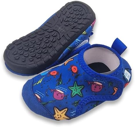 Dotty Fish Baby & Kids Swim Shoes – Boys & Girls UK 3-11 Non-Slip Water Shoes Quick-Dry Aqua Socks Lightweight & Flexible Rubber Sole Adjustable Fastening – 3 Designs for Beach Pool Garden