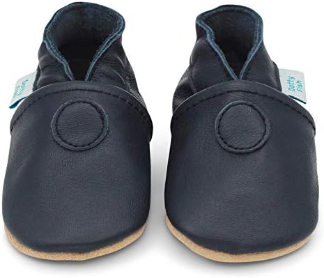 Dotty Fish Boys Soft Leather Baby & Kids Shoes - Barefoot Non-Slip Suede Sole Podiatrist Recommended Lightweight Flexible Breathable British Brand – Fun Designs With Transport Vehicles 0–4 Years