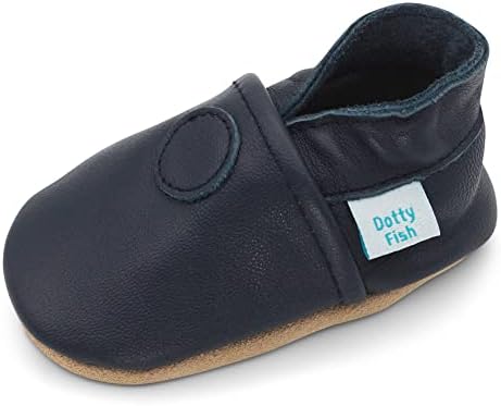 Dotty Fish Boys Soft Leather Baby & Kids Shoes - Barefoot Non-Slip Suede Sole Podiatrist Recommended Lightweight Flexible Breathable British Brand – Fun Designs with Transport Vehicles 0–4 Years