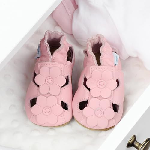 Dotty Fish Unisex Baby & Kids Leather Sandals – Barefoot Non-Slip Sole Podiatrist Recommended Breathable British Brand. Summer Shoes For Boys & Girls. 0-6 Months - 4-5 Years - 7 Designs