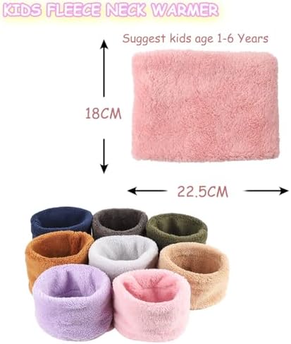 Double-Layer Plush Kids Neck Warmer 2-12 Years Girls Boys Winter Soft Fleece Neck Gaiter Child Furry Snood Scarf Neckerchief Cold Weather Accessory