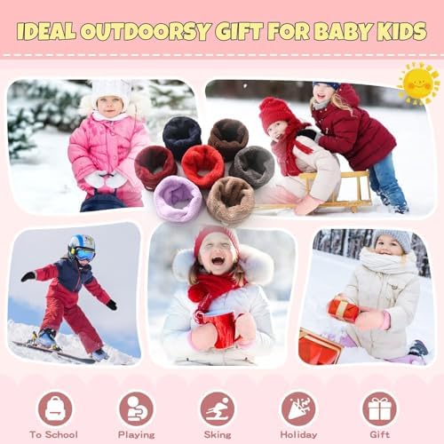 Double-Layer Plush Kids Neck Warmer 2-12 Years Girls Boys Winter Soft Fleece Neck Gaiter Child Furry Snood Scarf Neckerchief Cold Weather Accessory