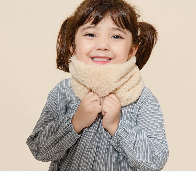 Double-Layer Plush Kids Neck Warmer 2-12 Years Girls Boys Winter Soft Fleece Neck Gaiter Child Furry Snood Scarf Neckerchief Cold Weather Accessory