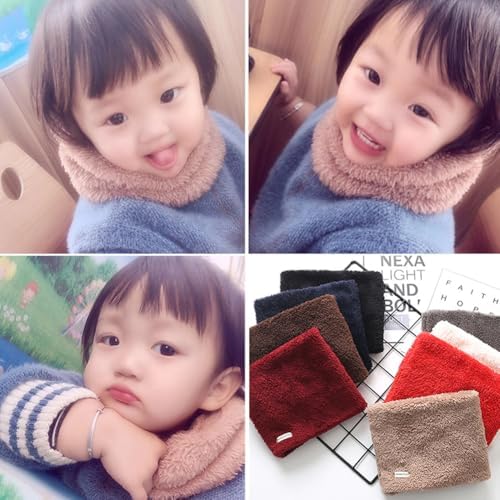 Double-Layer Plush Kids Neck Warmer 2-12 Years Girls Boys Winter Soft Fleece Neck Gaiter Child Furry Snood Scarf Neckerchief Cold Weather Accessory