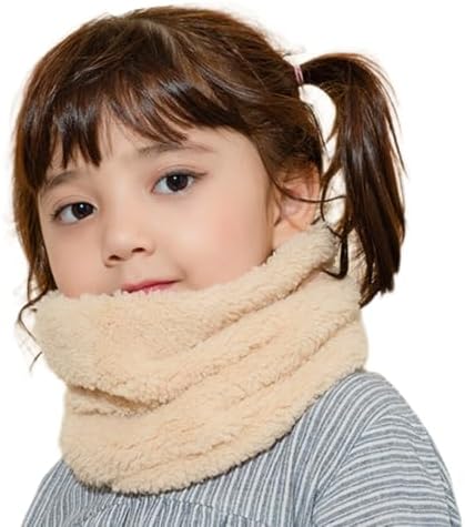 Double-Layer Plush Kids Neck Warmer 2-12 Years Girls Boys Winter Soft Fleece Neck Gaiter Child Furry Snood Scarf Neckerchief Cold Weather Accessory