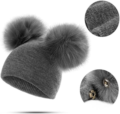 Double Pom Pom Winter Warm Knitted Beanie: Soft Knit Skull Caps With Detachable Pom Pom For Girls & Boys