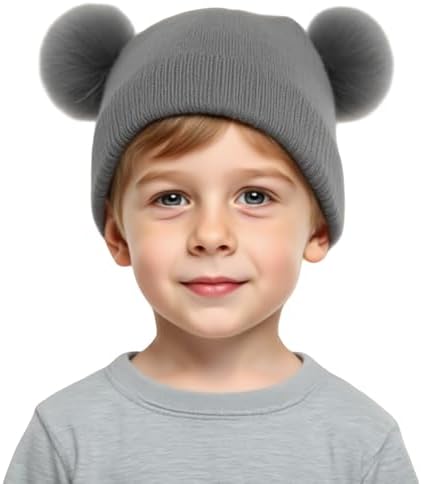 Double Pom Pom Winter Warm Knitted Beanie: Soft Knit Skull Caps With Detachable Pom Pom For Girls & Boys