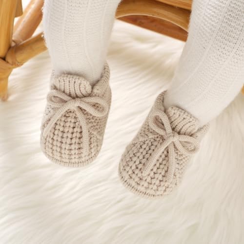 DovFanny Baby Booties Newborn Baby First Shoes Cozy Warm Knit Soft Booties For Toddler Infant Boy Girl