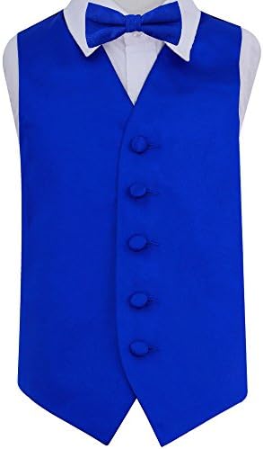 DQT Boys Plain Satin Wedding Tuxedo Waistcoat and Bow Tie