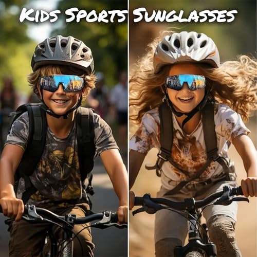 Dreaku Kids Sunglasses For Boys Girls UV400 Protection Childrens Goggles Youth Sports Sunglasses For Baseball Cycling Climbing