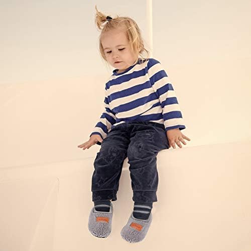 Dream Bridge Kids Sherpa Fleece Slippers With Anti-Slip Sole For Boys Girls