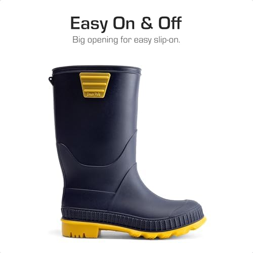 DREAM PAIRS Kids Rain Boots Easy-On Lightweight Non-Slip Outsole For Boys & Girls Outdoor Rainy Day Play