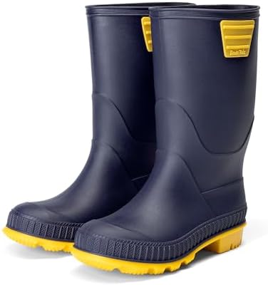 DREAM PAIRS Kids Rain Boots Easy-On Lightweight Non-Slip Outsole for Boys & Girls Outdoor Rainy Day Play