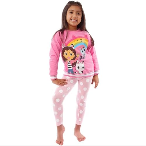 DREAMWORKS GABBY'S DOLLHOUSE Girls Sweatshirt And Leggings Set Pandy Paws And Mercat Co Ord Set Girls' Outfits & Clothing Sets Ages 3 To 10 Years Official Gabby Merchandise