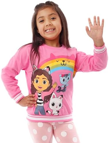 DREAMWORKS GABBY'S DOLLHOUSE Girls Sweatshirt And Leggings Set Pandy Paws And Mercat Co Ord Set Girls' Outfits & Clothing Sets Ages 3 To 10 Years Official Gabby Merchandise