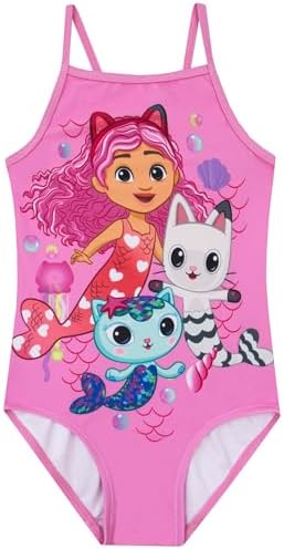 DreamWorks Gabby’s Dollhouse Girls Swimming Costume Mermaid Girls Swimsuit Kids Swimwear Ages 3 to 10 Years
