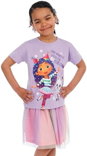 DREAMWORKS GABBY'S DOLLHOUSE Girls Tshirt And Tulle Skirt Girls Party Outfit Summer Clothes Co Ords Ages 3 To 10 Years