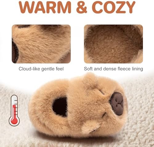 DRECAGE Toddler Kids Slippers For Girls Boys Winter House Shoes Plush Warm Soft With Cute Cartoon Design Indoor